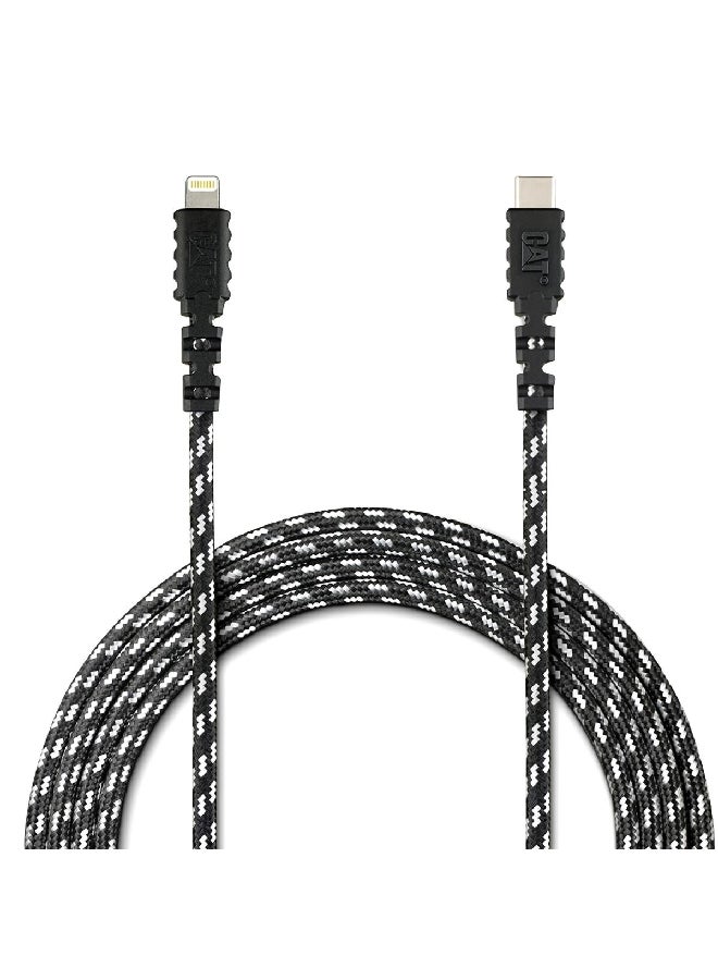 CAT MFI Certified Apple Lightning to USB-C Power Delivery Charge/Sync Cable Black and White 6 ft CAT-PC-C2AL - Image 1